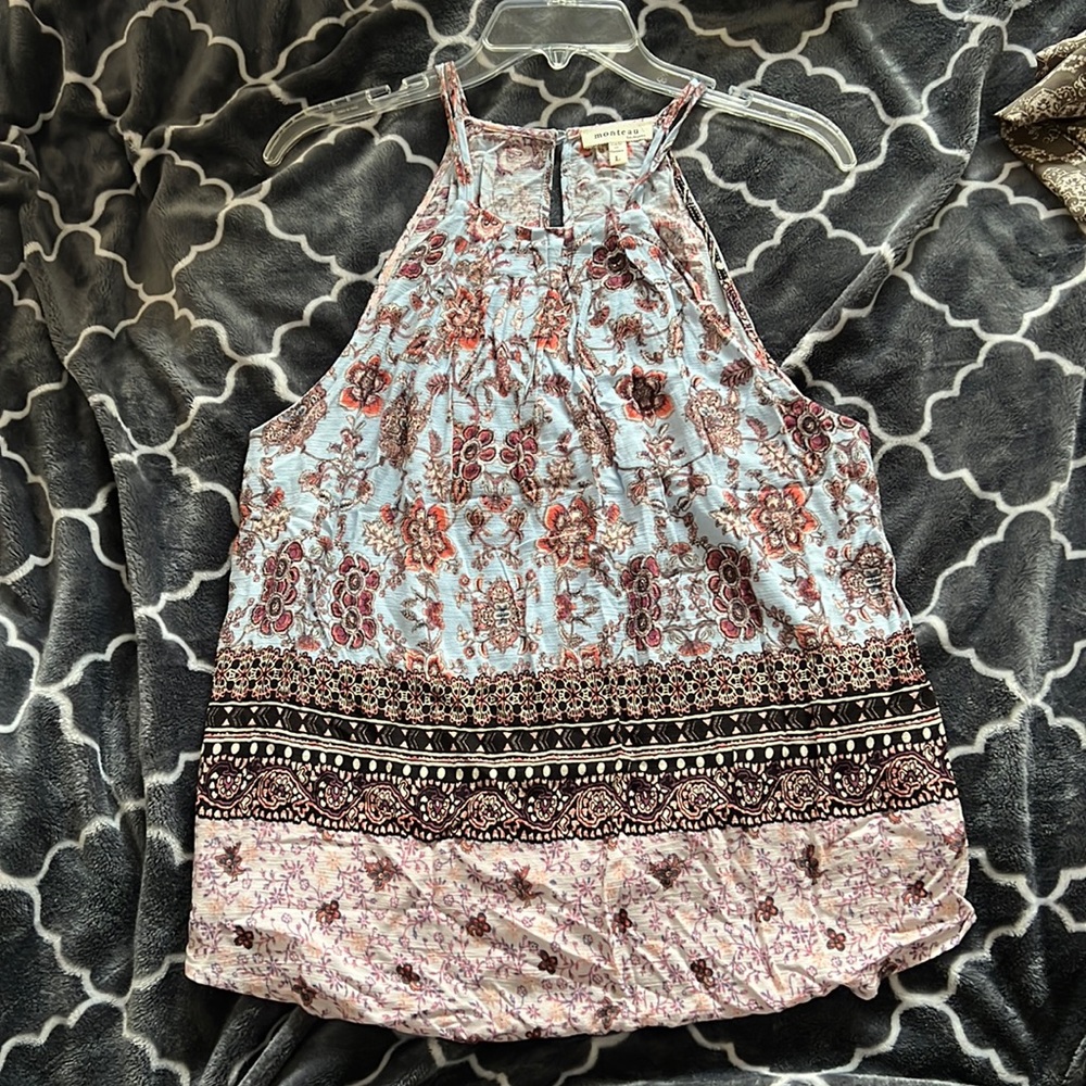 Monteau High Neck Tank Top Blouse: Boho with Fun Colors